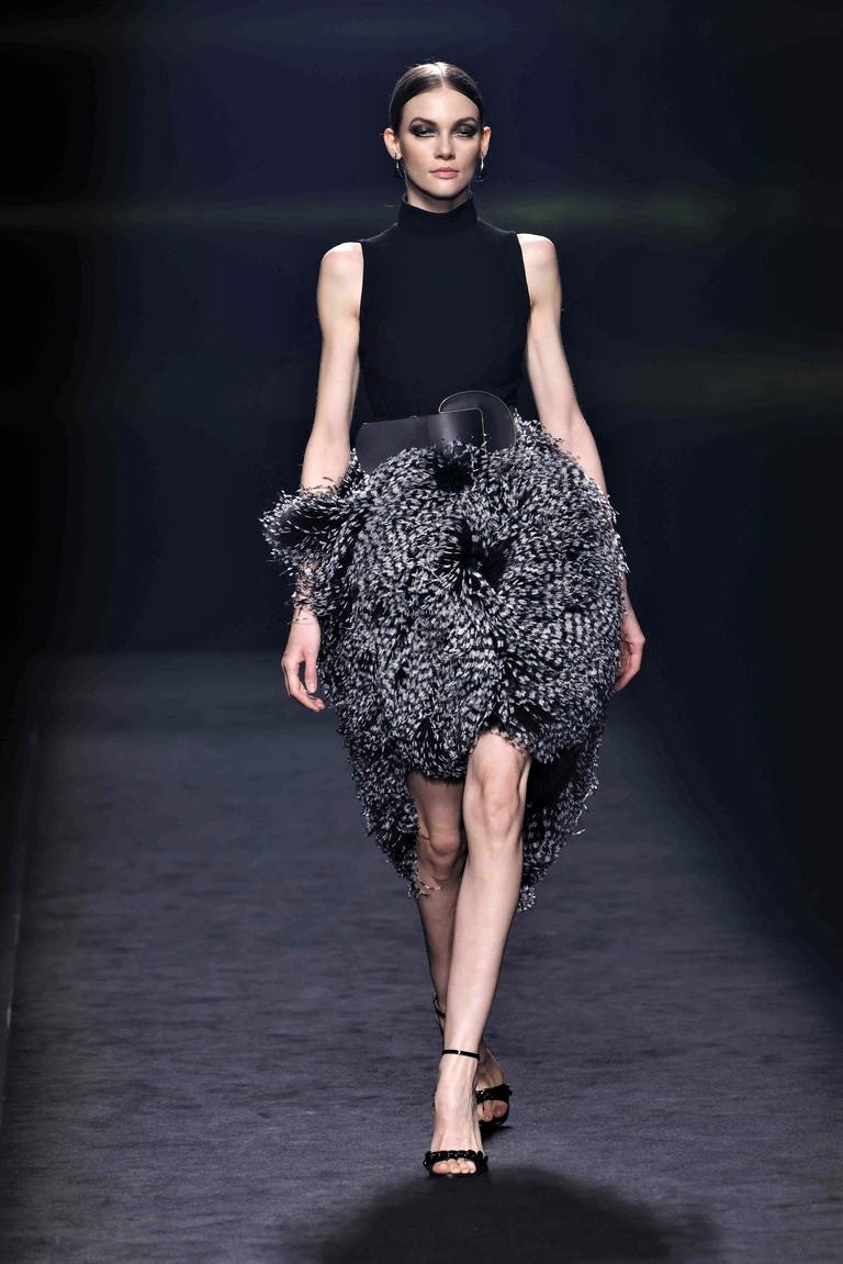 Fiastra Sleeveless Feathered Dress