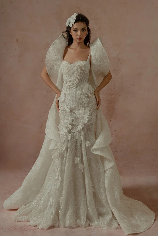 Trumpet Gown with Cape