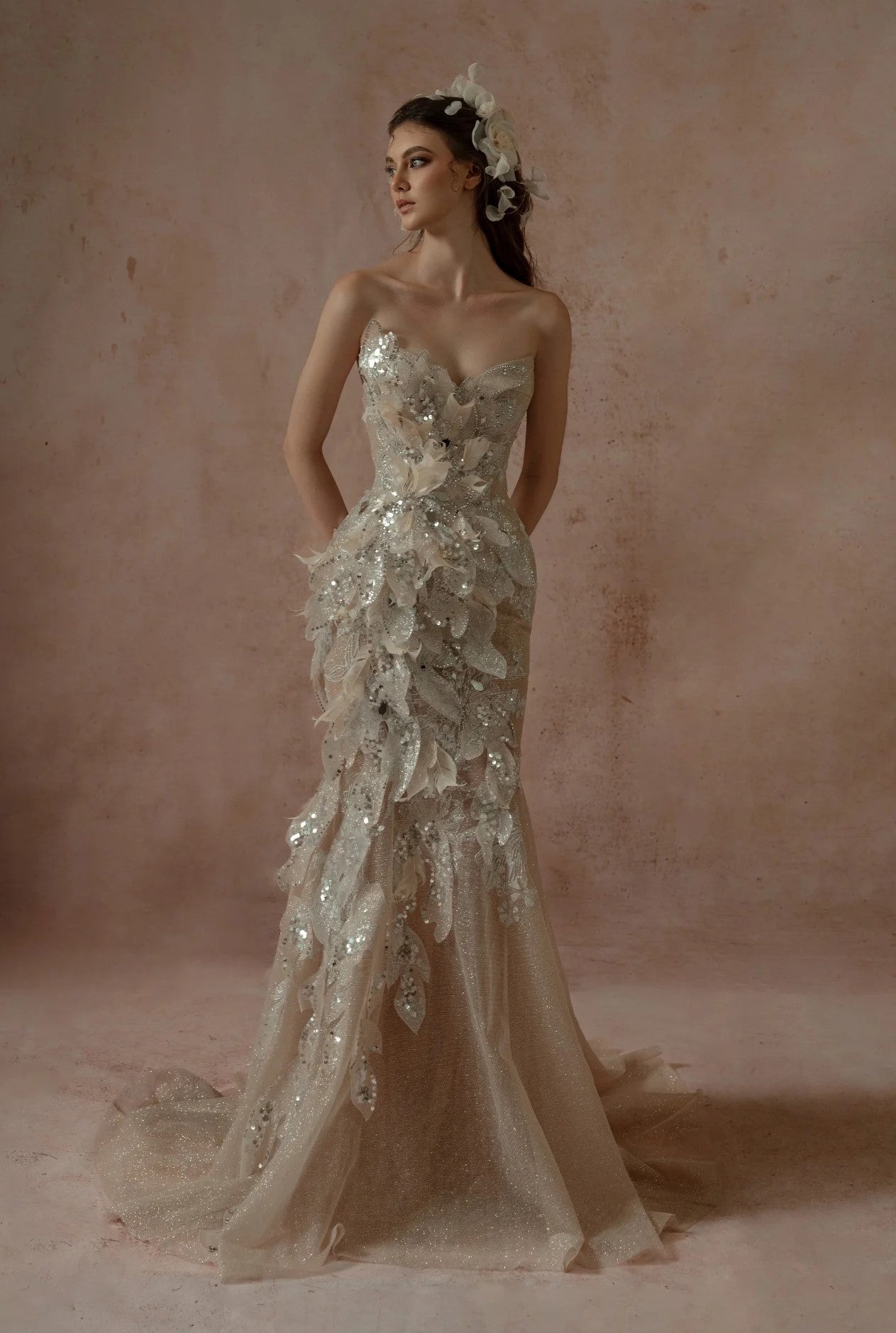 Embellished-Strapless Mermaid Gown