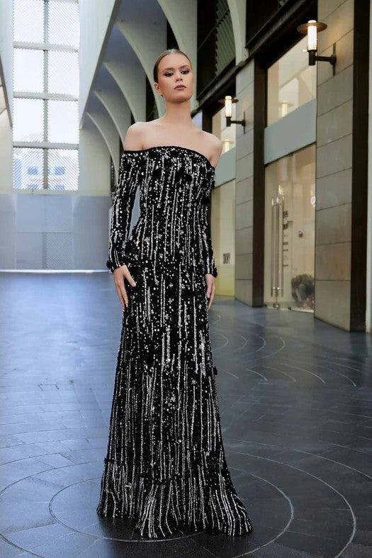 Strapless Sequin Gown