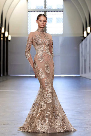 Long Sleeve Fitted Gown