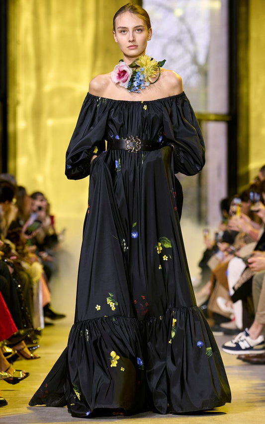 Printed Taffeta Gown