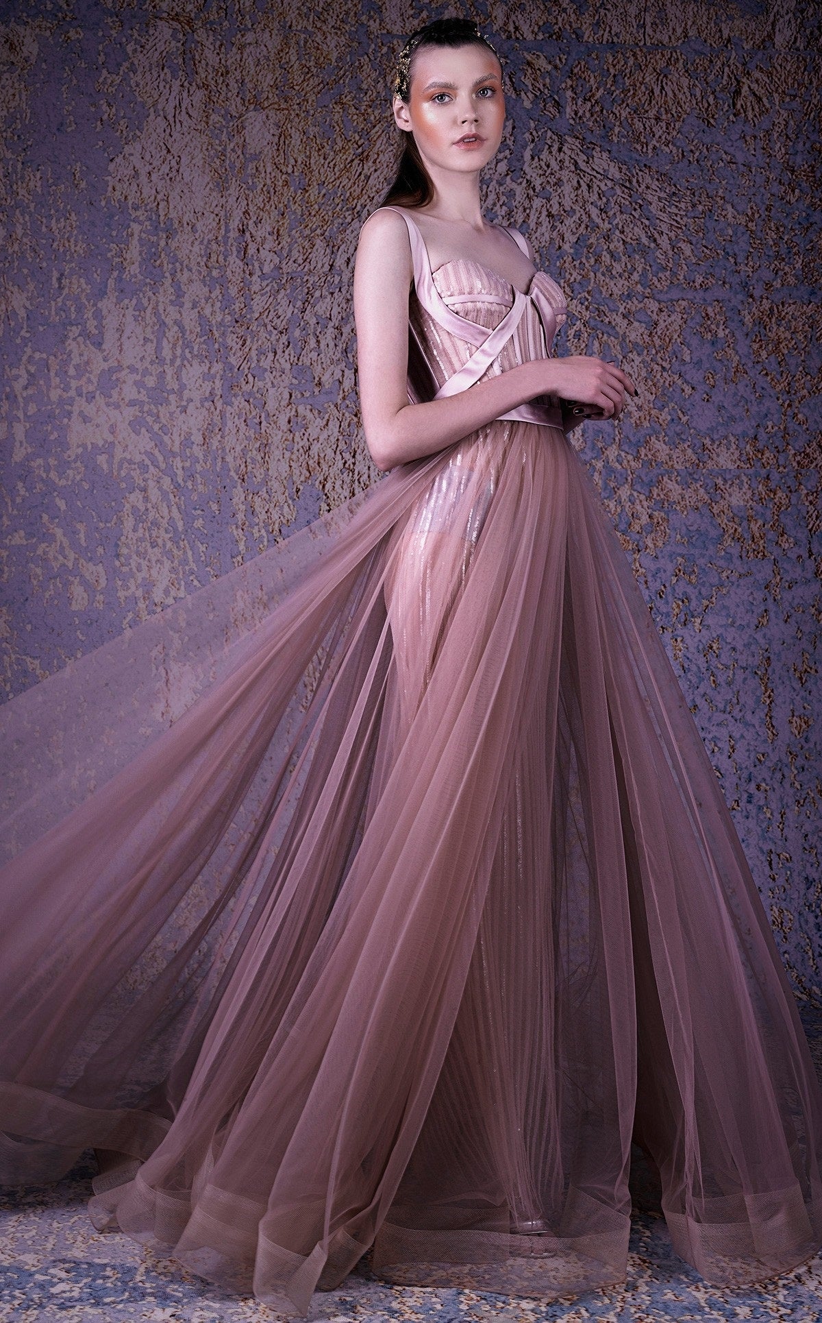 Sleeveless Sequin Bodice Evening Gown