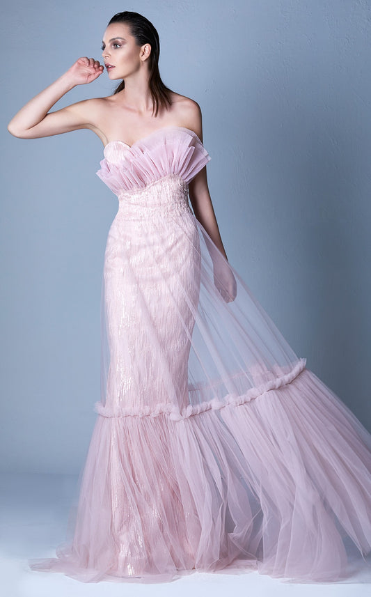 Strapless Fan Gown