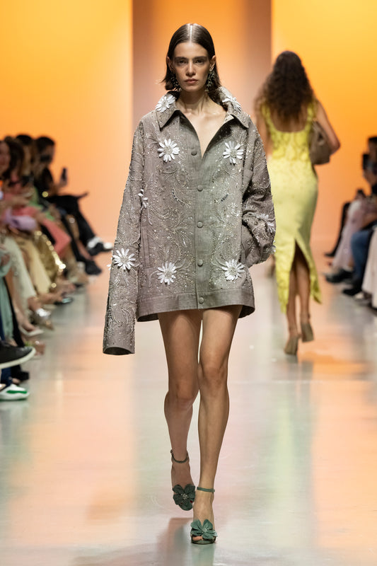 Oversized Beaded Cotton Jacket