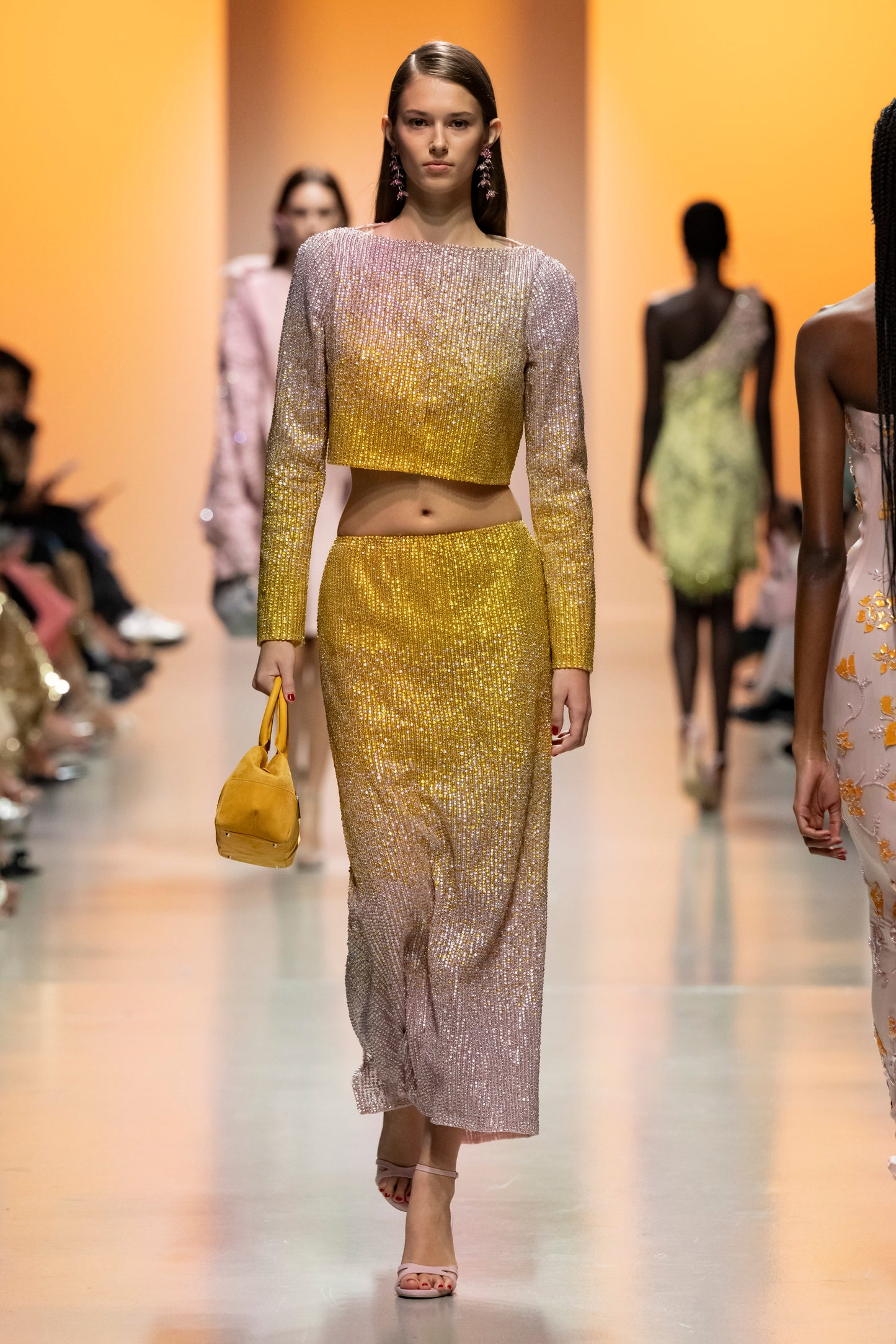 Cropped Tulle Jacket Beaded Skirt