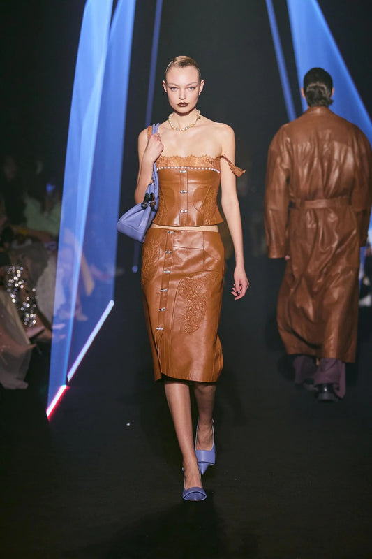 Leather Corset Top & Embossed Skirt