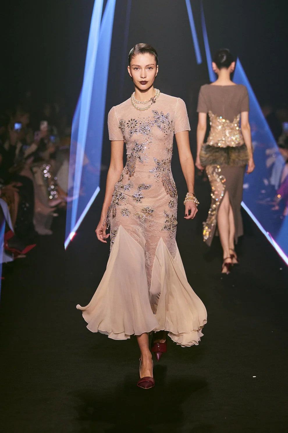 Crystallized Lace Midi Dress