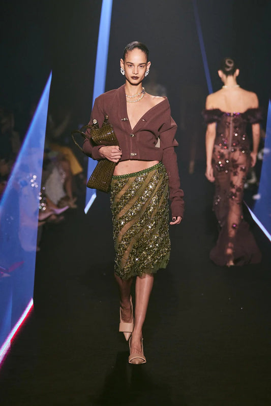 Cropped Cardigan & Beaded Skirt