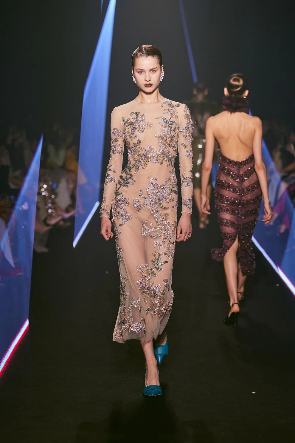 Floral Beaded Midi Dress