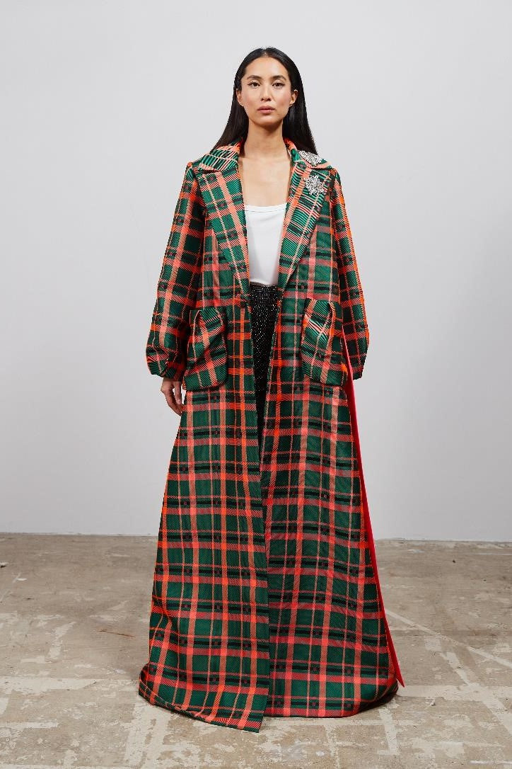 Plaid Crêpe Coat