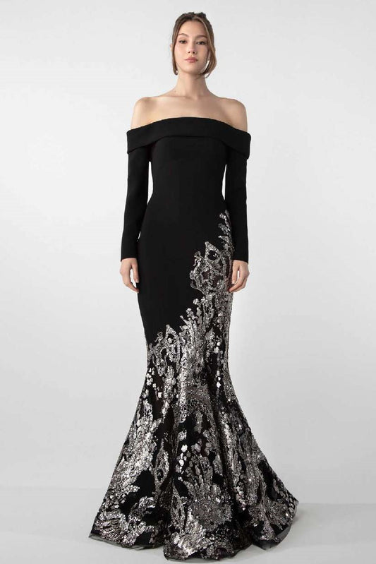 Flared Off Shoulder Gown