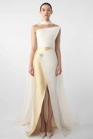 Asymmetrical Strapless Gown