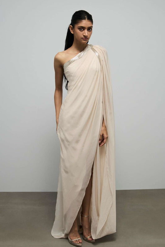 One Shoulder Chiffon Gown