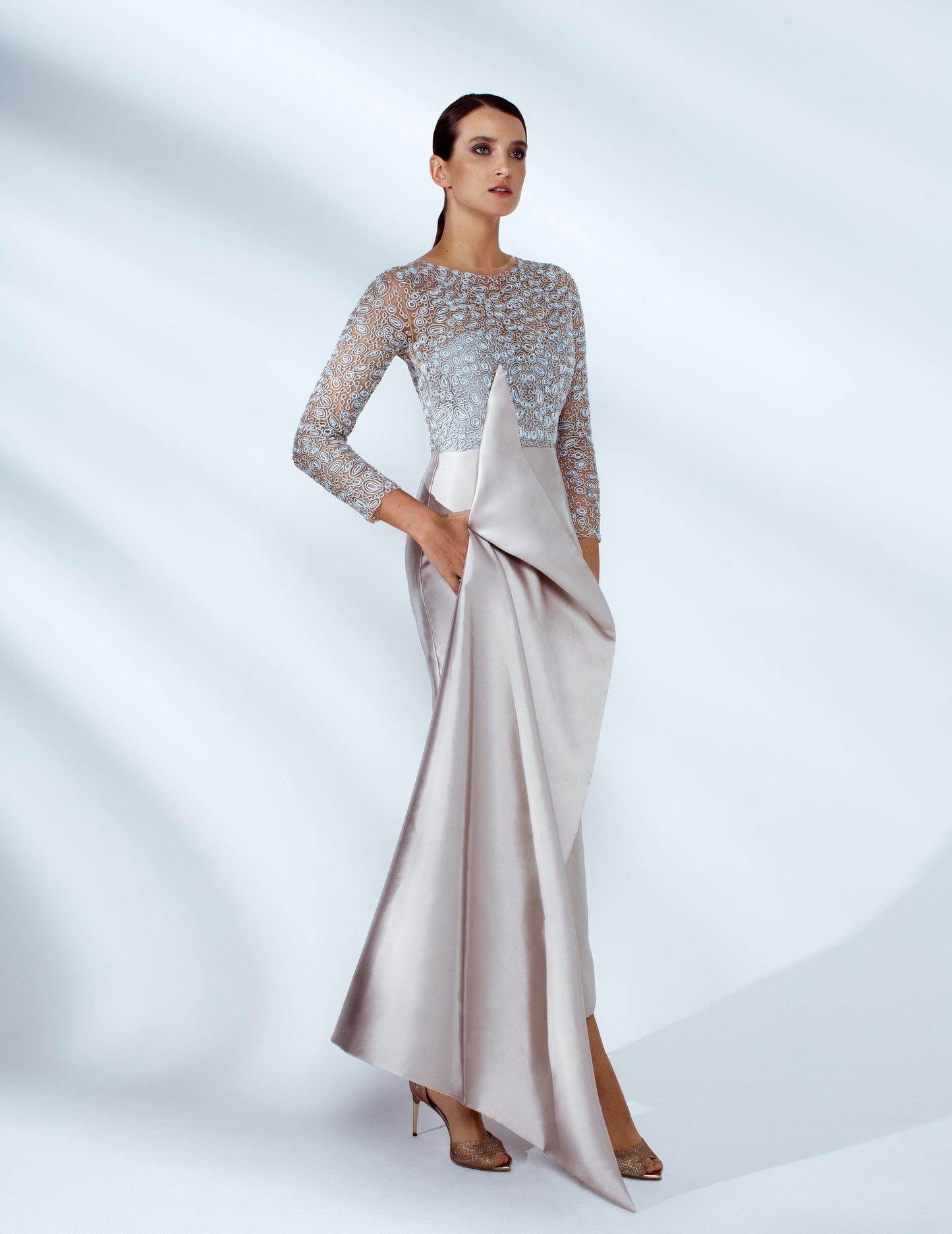 Nikka Draped Hand Embroidered Gown