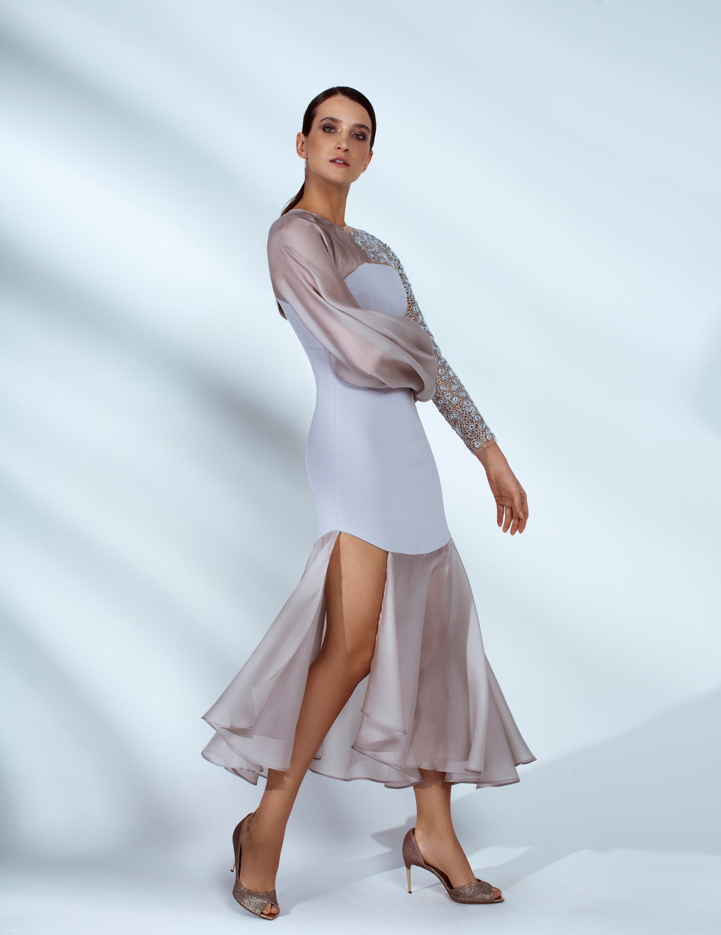Kia Asymmetrical Hand Embroidered Midi
