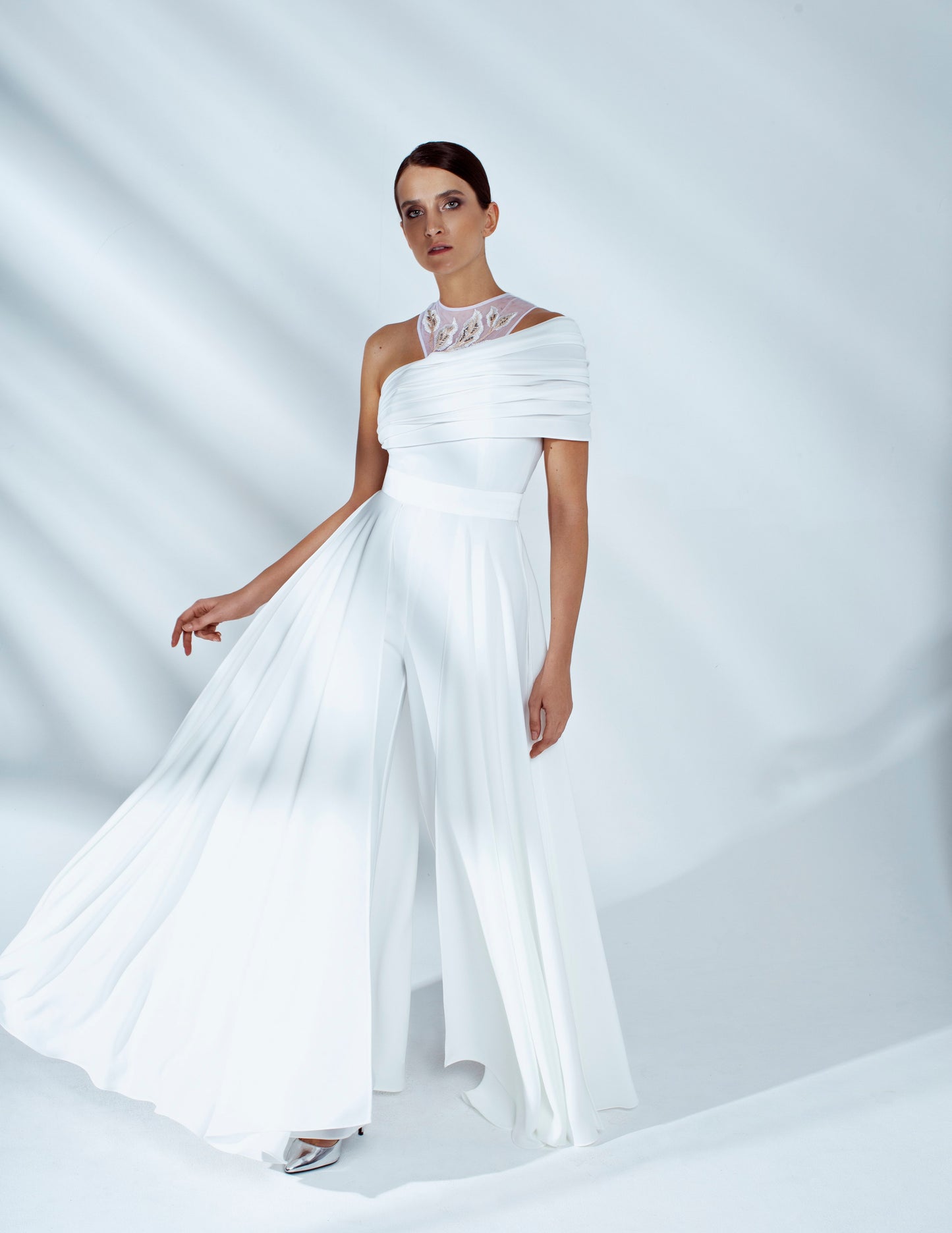 Vivienne Draped Jumpsuit with Hand Embroidery