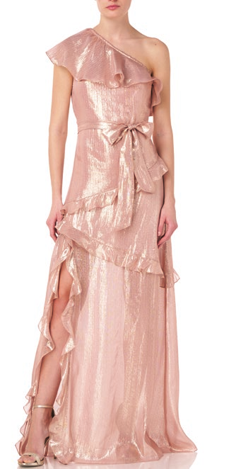 One-shoulder Ruffled Gown