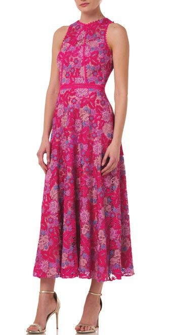 Sleeveless  Floral Lace  Midi Dress
