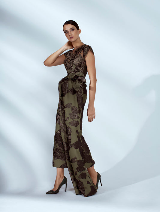 Aala Draped Hand Embroidered Dress / 3D Flowers
