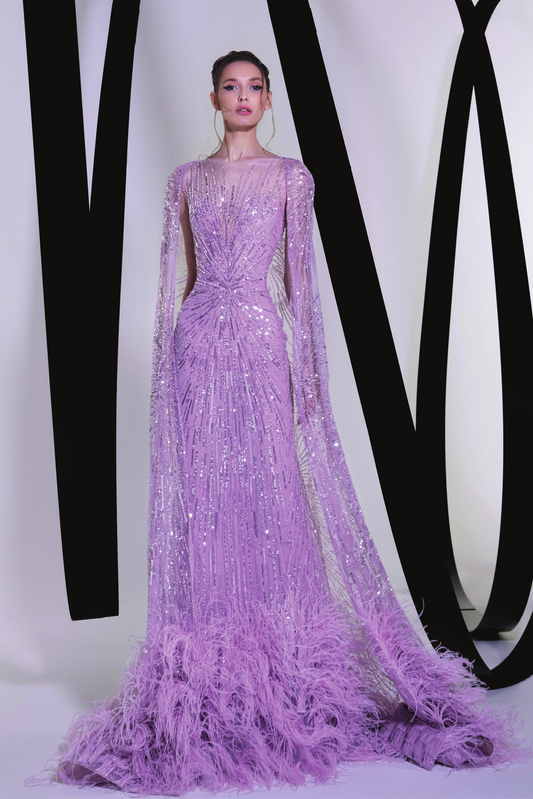 Crystal Feathered Gown