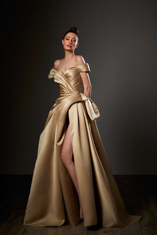 Off Shoulder Satin Gown