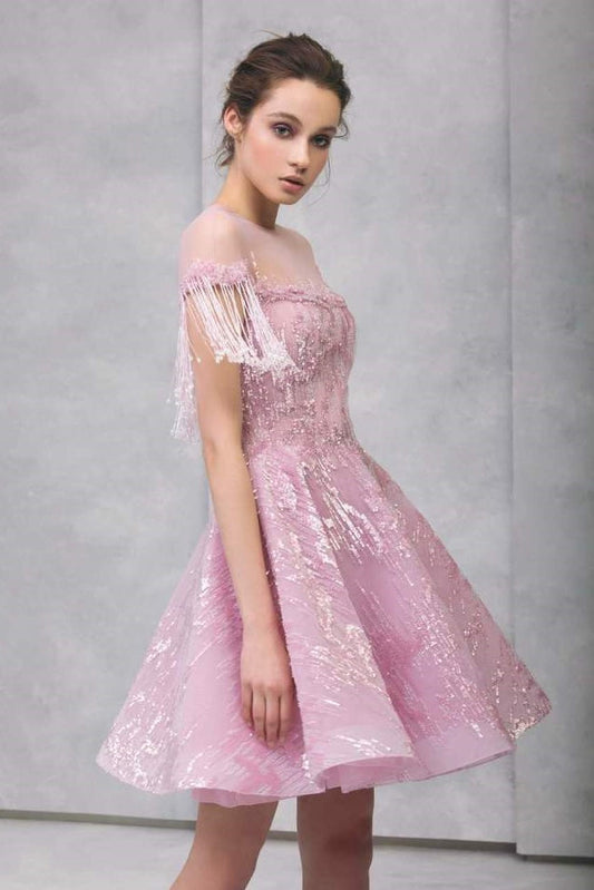 Charleston Hand-Embroidered Sleeve Cocktail Dress