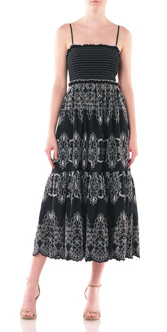 Sleeveless Embroidered  Midi Dress