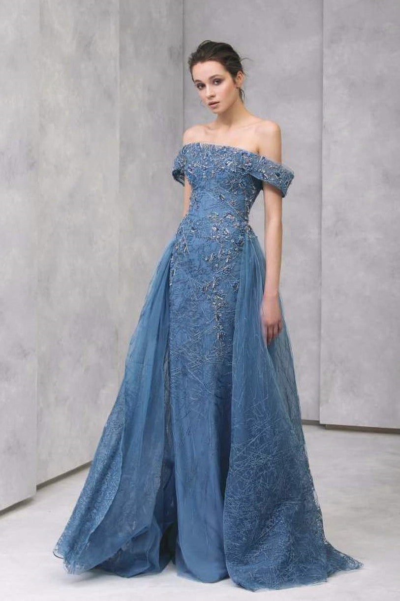 Off Shoulder Gown- with Over-Skirt