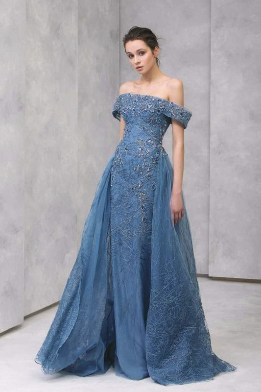 Off Shoulder Gown- with Over-Skirt