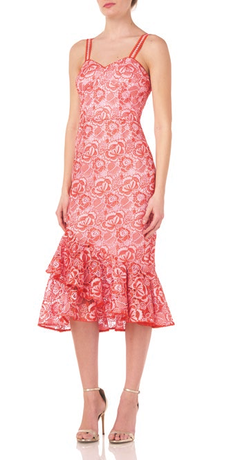 Sleeveless Floral  Lace Midi Dress