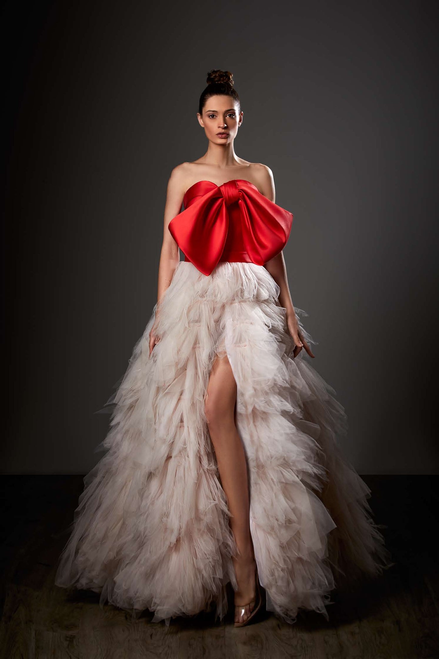 Strapless A-Line Slit Gown