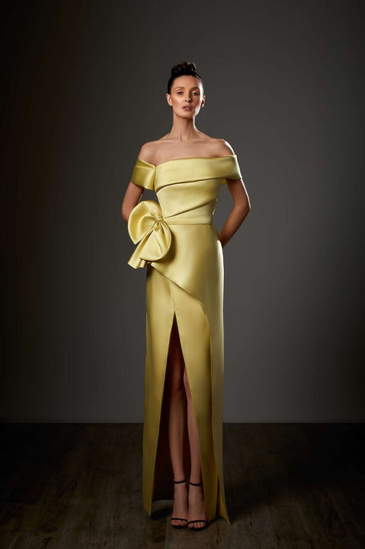 Mikado Column Slit Gown