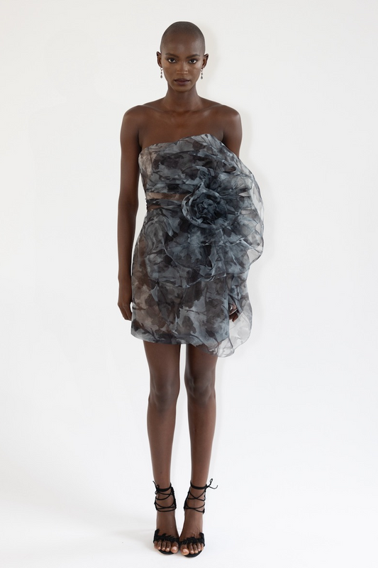 Strapless Flower Mini Dress