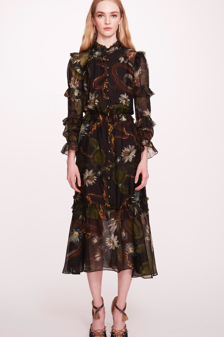 Long Sleeve Buttoned Midi Dress