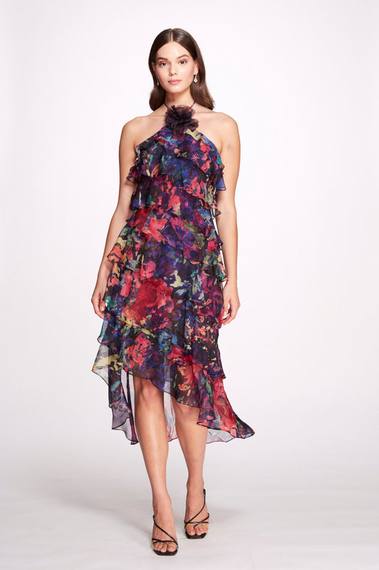 Halter Neck Floral Print Dress