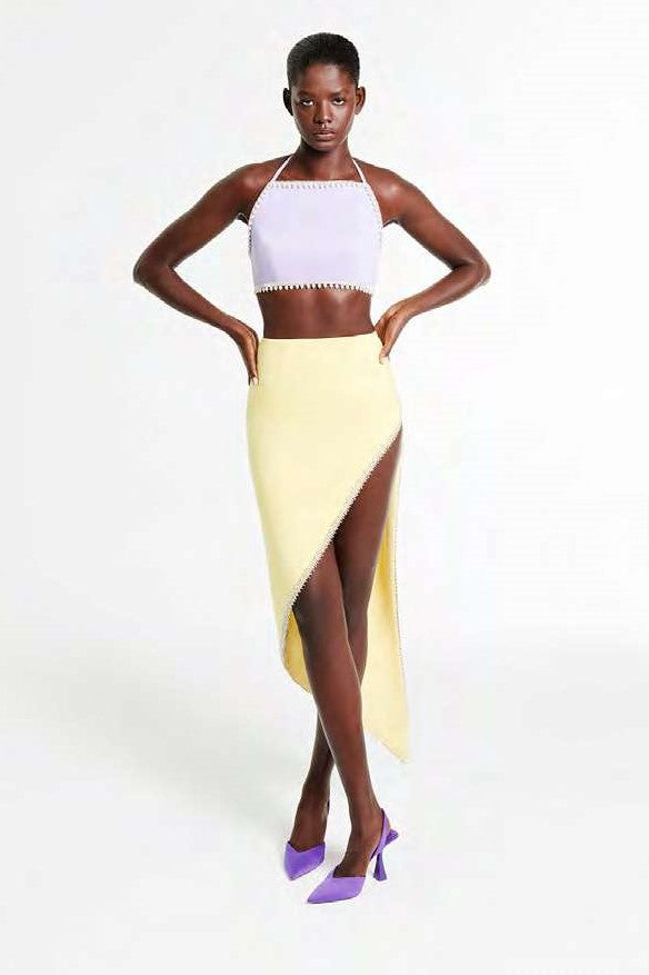 Crepe Crop Top and Midi Skirt