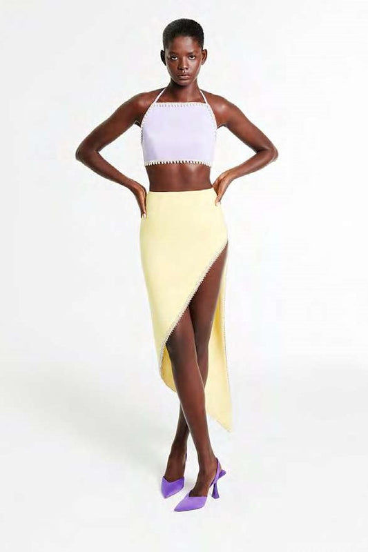 Crepe Crop Top and Midi Skirt