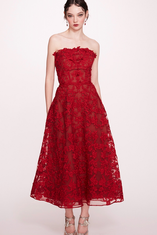 Strapless Corded Lace Dress