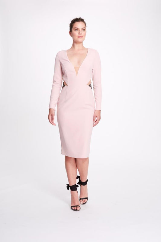 Long Sleeve Stretch Crepe  Dress