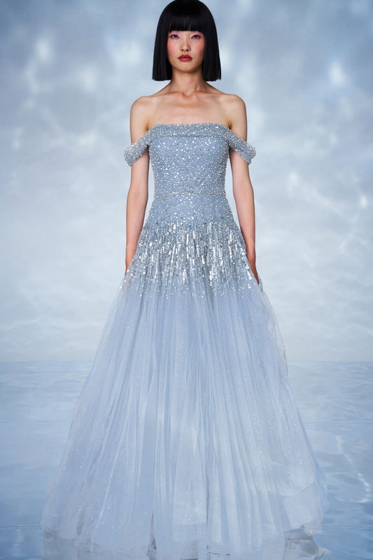 Sirena Glitter Tulle Gown