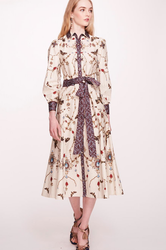 Printed Cotton Midi-Shirtdress