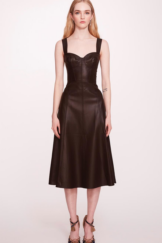Sleeveless Faux Leather Midi Dress