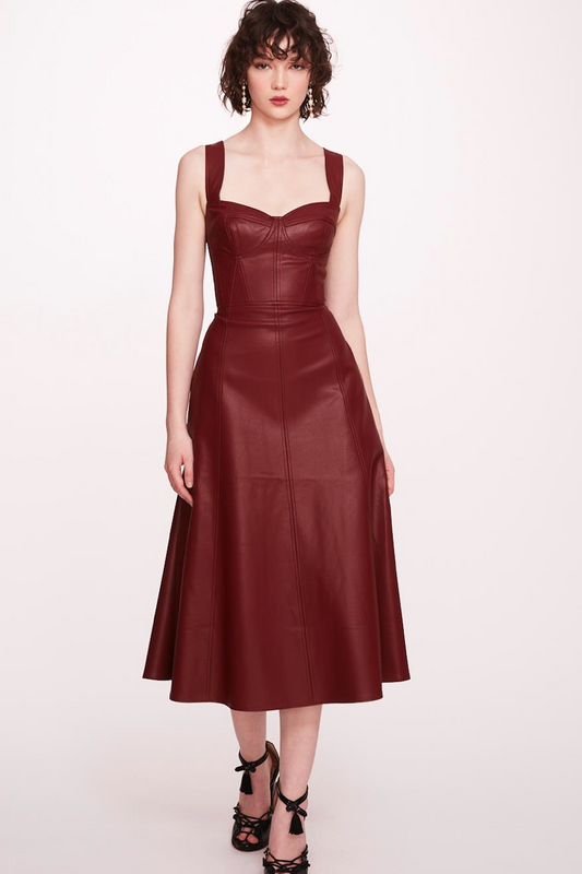 Sleeveless Faux Leather Midi-Dress