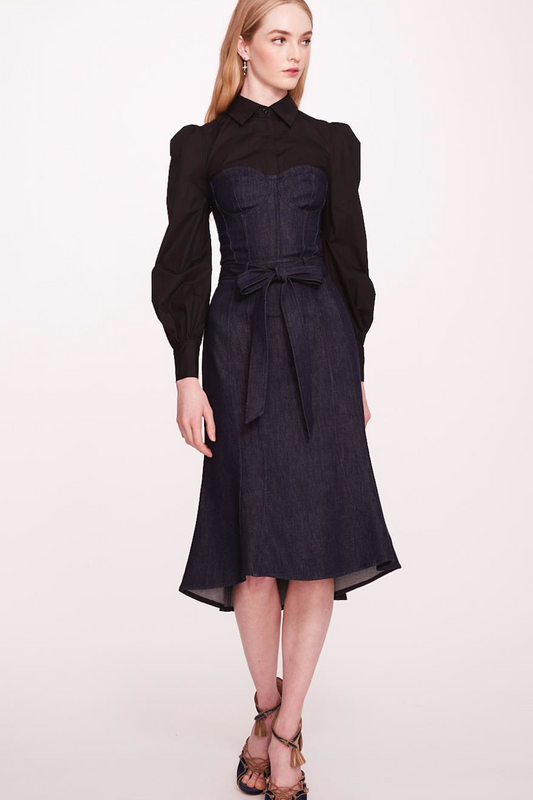 Cotton & Denim Midi Dress