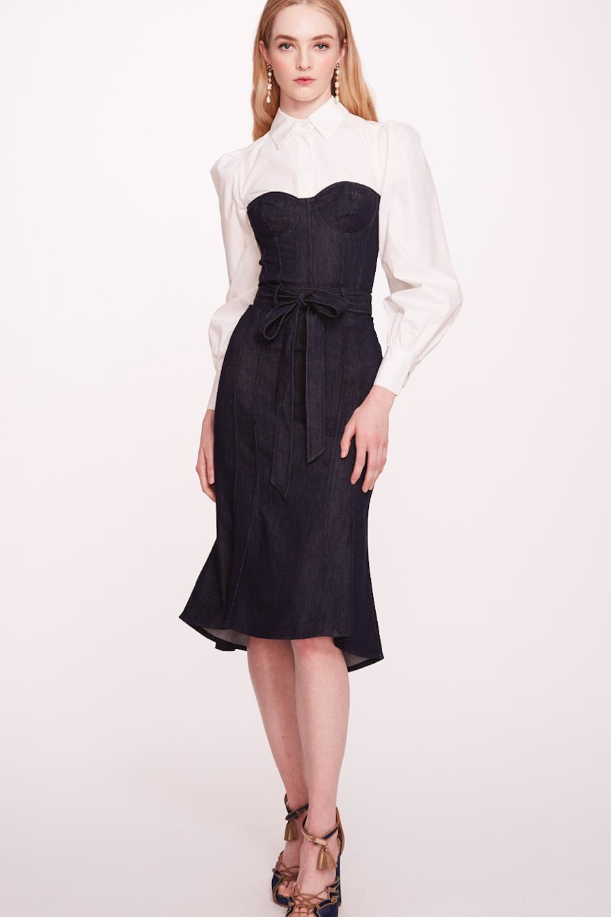 Cotton & Denim Midi-Dress