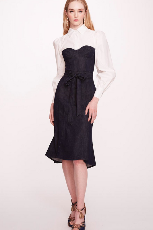 Cotton & Denim Midi-Dress