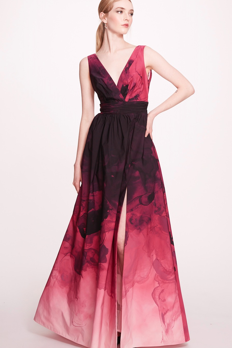 Sleeveless V Neck Floral Dress