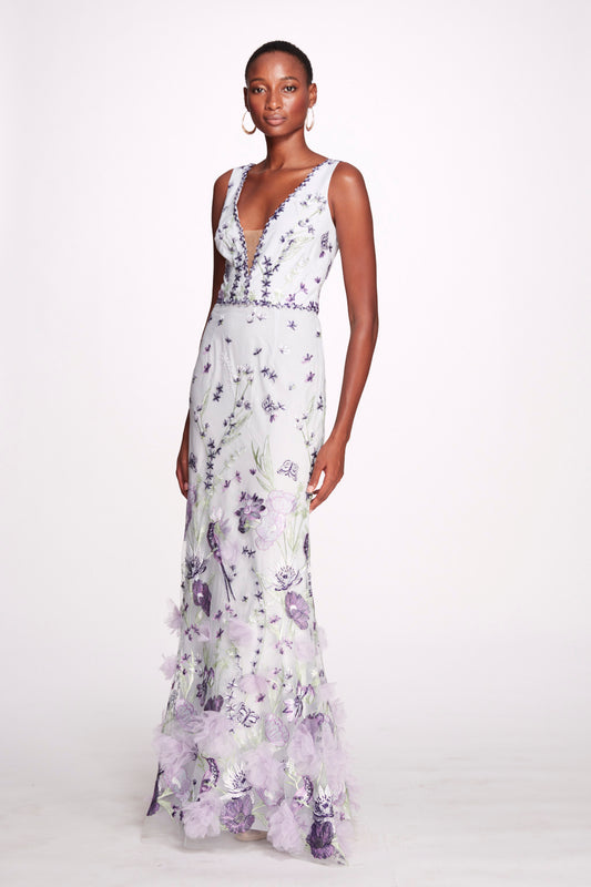 Embroidery on Tulle  Gown