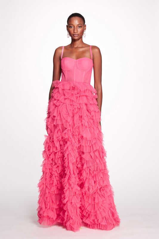 Dotted  Tulle Textured  Gown